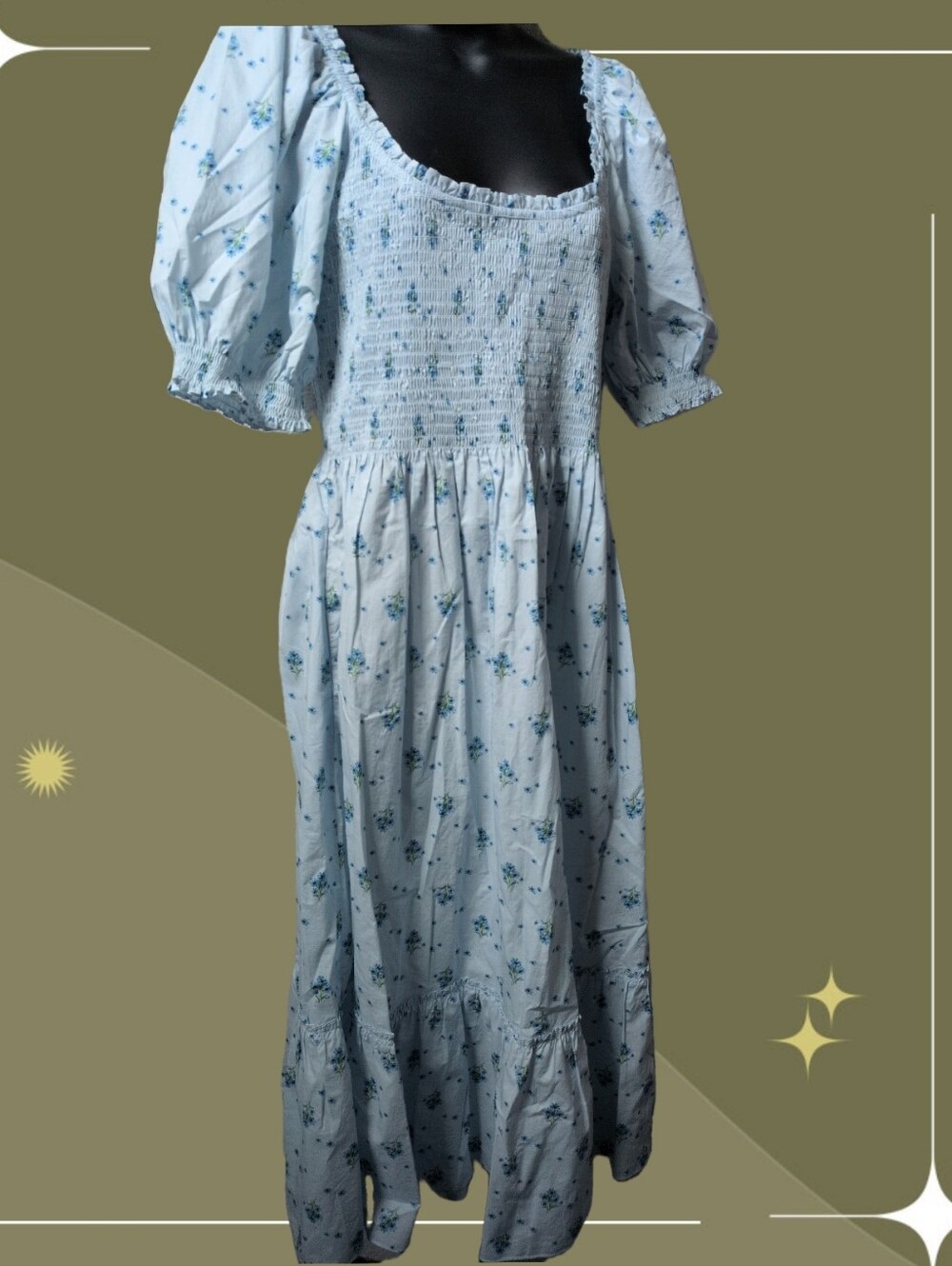 ✨ Hill House Home Blue Louisa Nap Dress In Ditsy Floral Size L